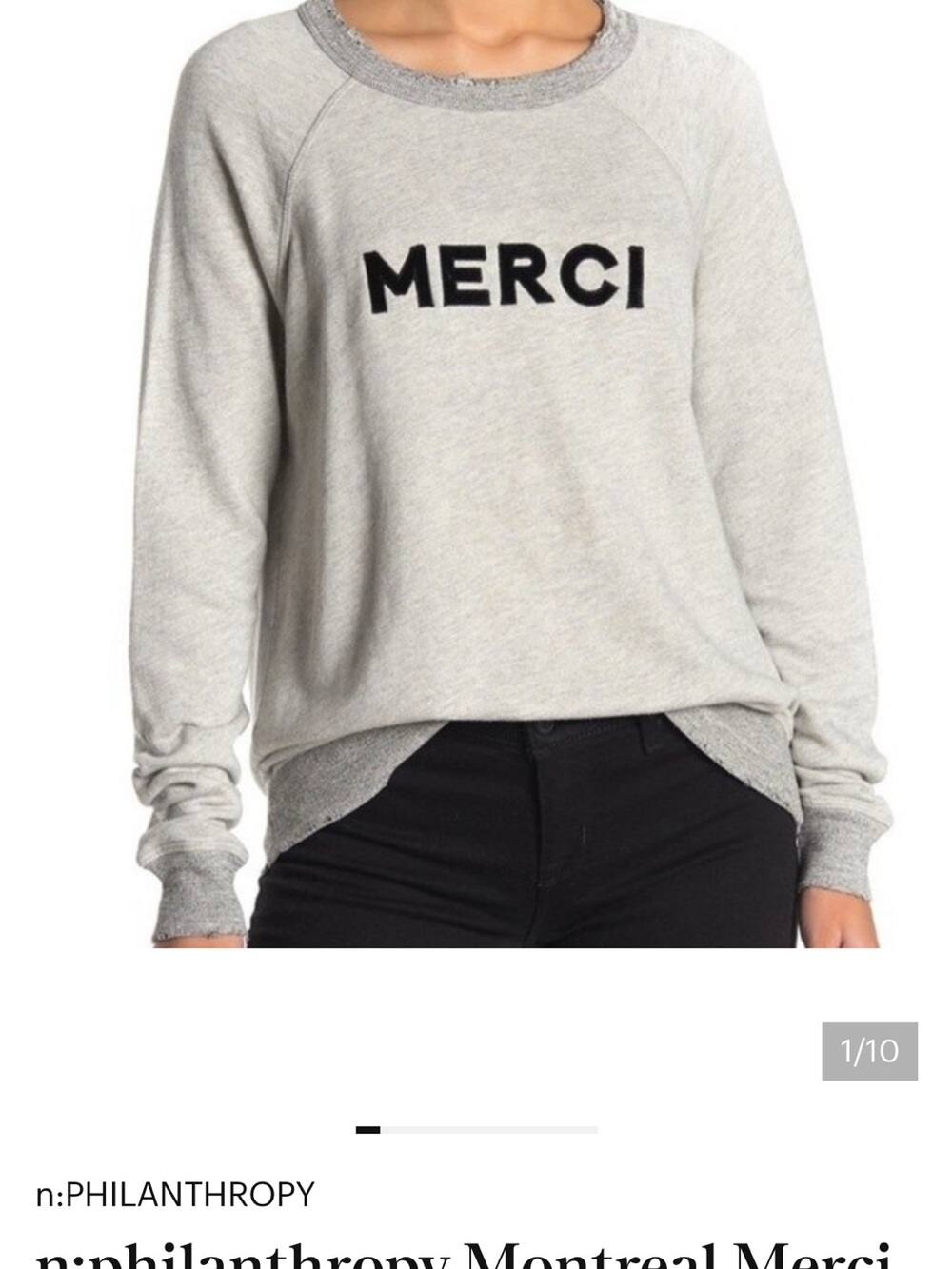 n:Philanthropy Montreal Merci Frayed Sweatshirt